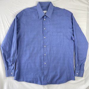 Ermenegildo Zegna Button Up Dress Shirt Size XL 16 - 41 Blue & White Check Weave